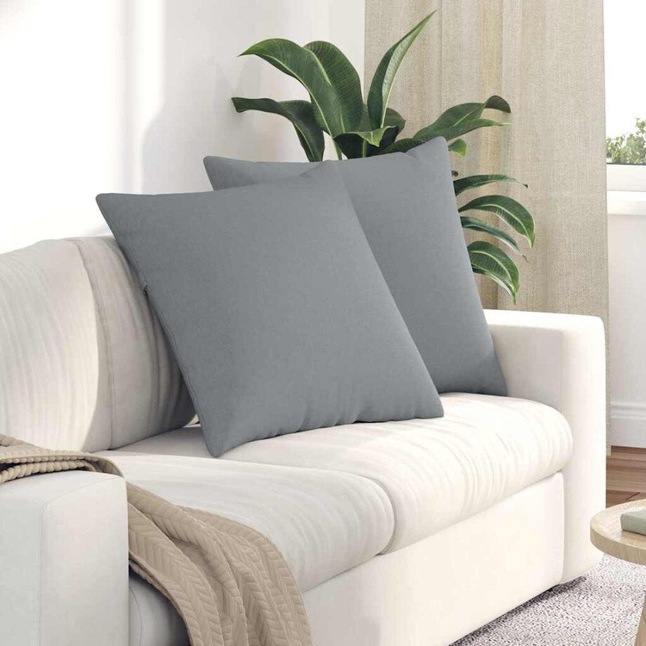 vidaXL Sofa Kussens 2 pcs Lichtgrijs 60 x 60 cm Stof afbeelding 1