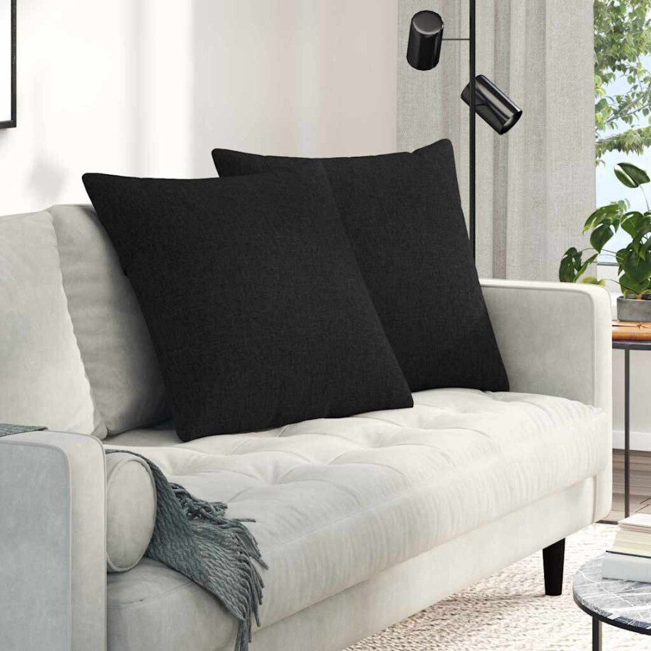 vidaXL Sofa Kussens 2 pcs Zwart 60 x 60 cm Stof afbeelding 1