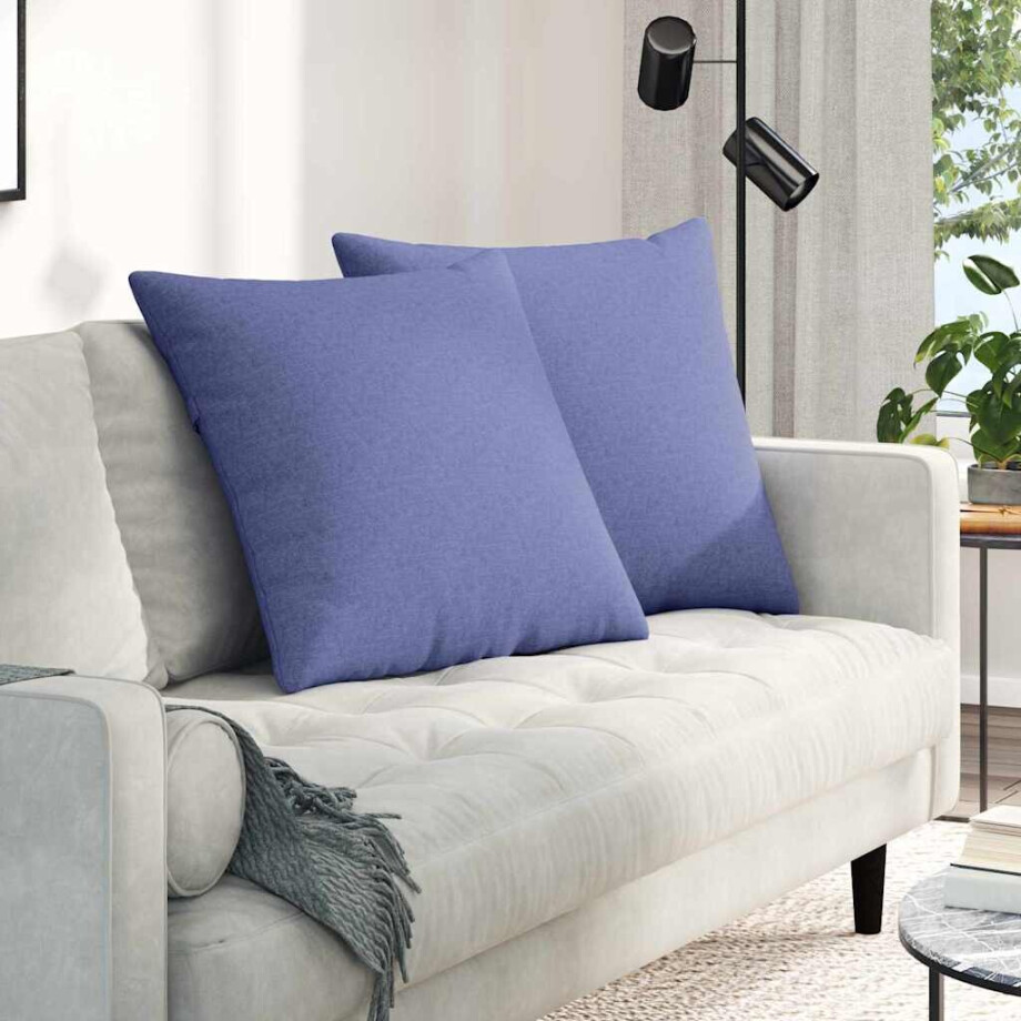 vidaXL Sofa Kussens 2 pcs Jeans Blauw 60 x 60 cm Stof afbeelding 1