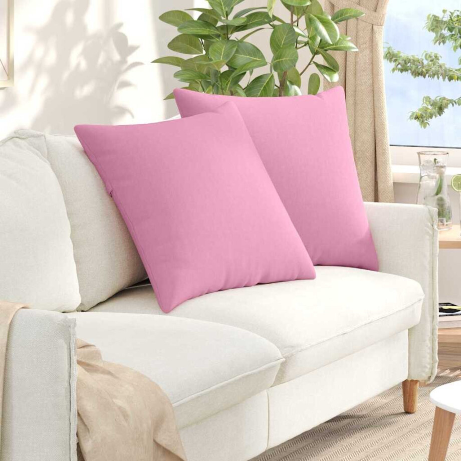 vidaXL Sofa Kussens 2 pcs Roze 60 x 60 cm Stof afbeelding 1