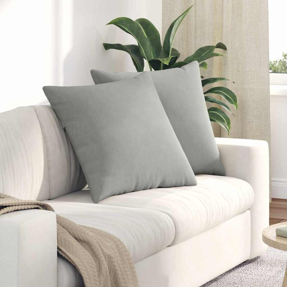 vidaXL Sofa Kussens 2 stuks Lichtgrijs 60 x 60 cm Stof afbeelding 1