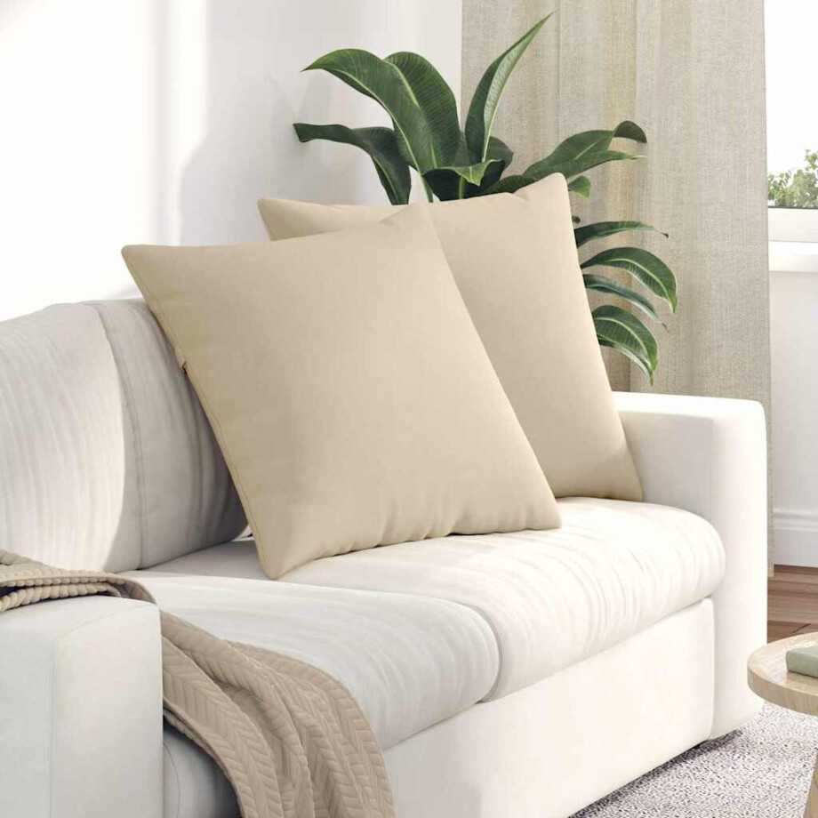 vidaXL Sofa Kussens 2 stuks Crème 60 x 60 cm Stof afbeelding 1