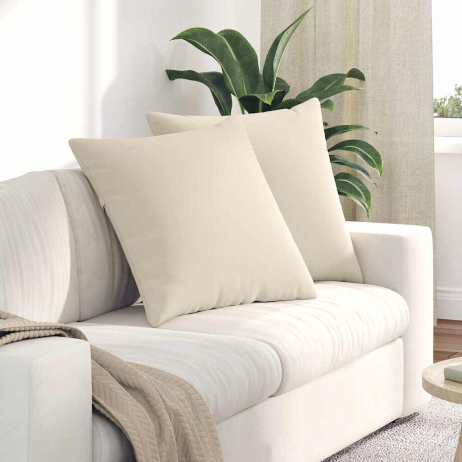 vidaXL Sofa Kussens 2 stuks Beige 60 x 60 cm Stof afbeelding 1