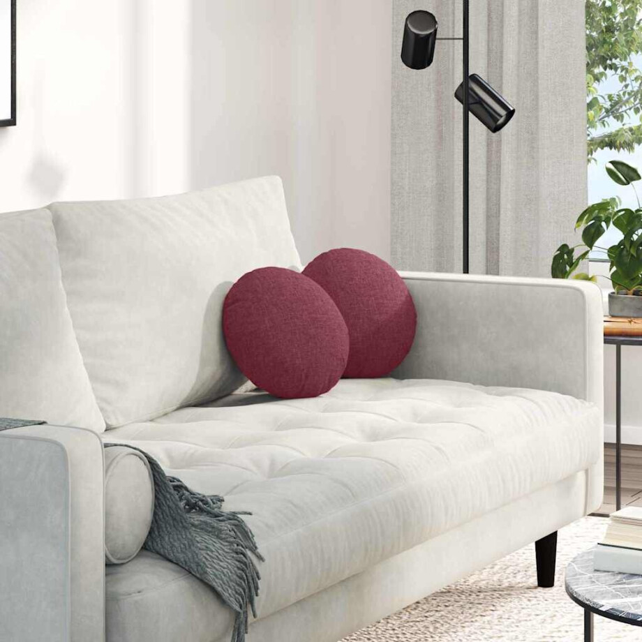 vidaXL Zitkussens 2 pcs Wijnrood Ø30 x 13 cm Stof vidaXL Zitkussens 2 pcs Wijnrood Ø30 x 13 cm Stof afbeelding 1