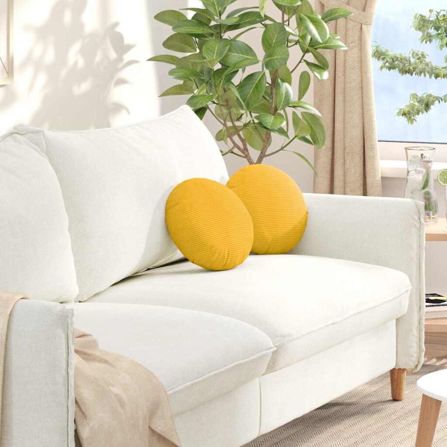 vidaXL Zitkussens 2 pcs Lichtgeel Ø 30 cm Katoen Stof vidaXL Zitkussens 2 pcs Lichtgeel Ø 30 cm Katoen Stof afbeelding 1