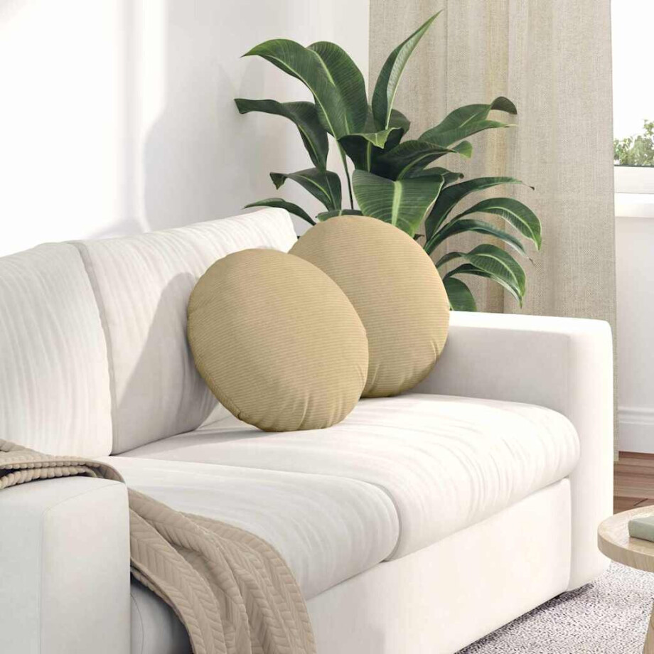 vidaXL Zitkussens 2 pcs Grijs groen Ø 40 cm Katoen Stof vidaXL Zitkussens 2 pcs Grijs groen Ø 40 cm Katoen Stof afbeelding 1