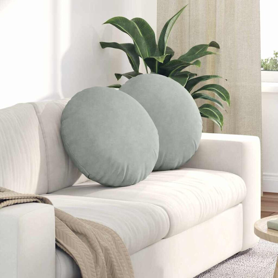 vidaXL Zitkussens 2 pcs Lichtgrijs Ø 40 x 13 cm Fluweel vidaXL Zitkussens 2 pcs Lichtgrijs Ø 40 x 13 cm Fluweel afbeelding 1