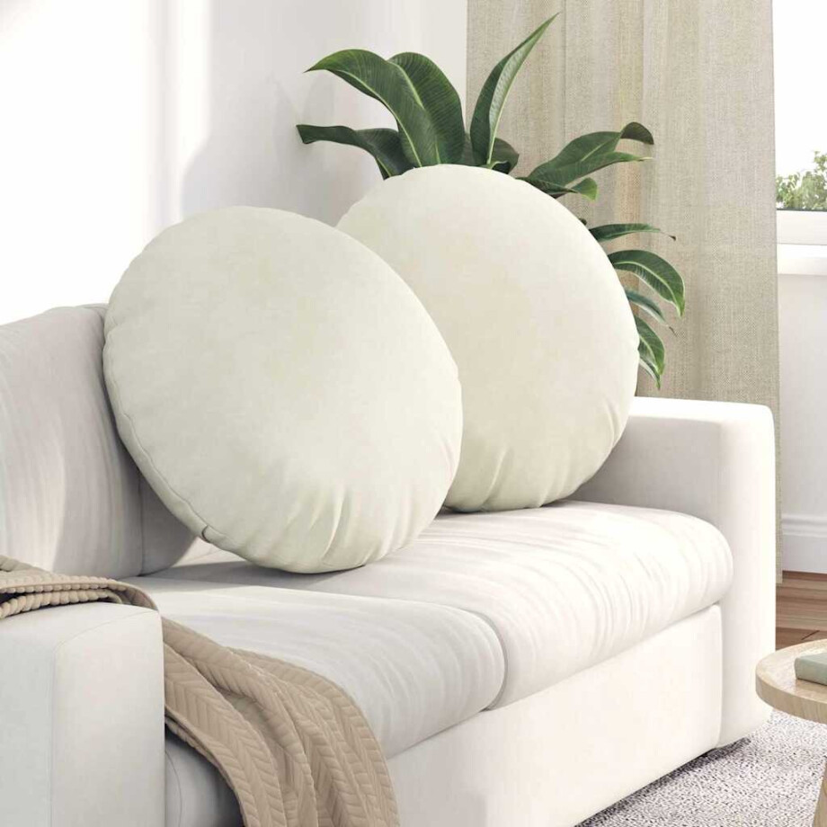 vidaXL Zitkussens 2 pcs Crème Ø60 x 21 cm Fluweel afbeelding 1