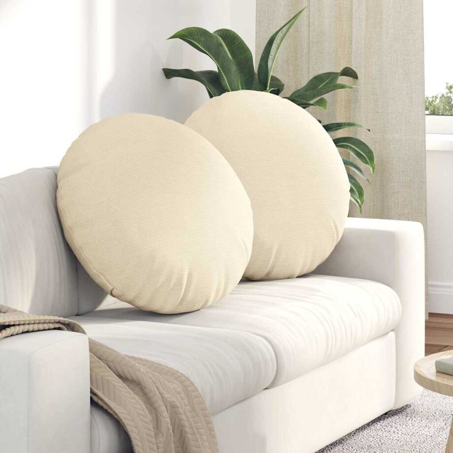 vidaXL Zitkussens 2 pcs Crème Ø60 x 21 cm Katoen Stof vidaXL Zitkussens 2 pcs Crème Ø60 x 21 cm Katoen Stof afbeelding 1