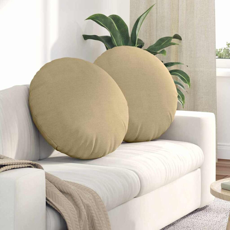 vidaXL Zitkussens 2 pcs Grijs groen Ø60 x 21 cm Katoen Stof vidaXL Zitkussens 2 pcs Grijs groen Ø60 x 21 cm Katoen Stof afbeelding 1
