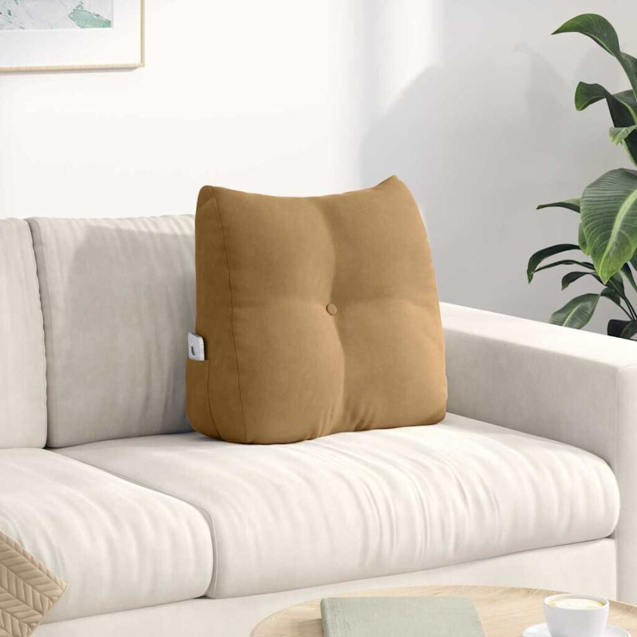 vidaXL Rugkussen Bruin 45 x 24 x 50 cm Fluweel afbeelding 1