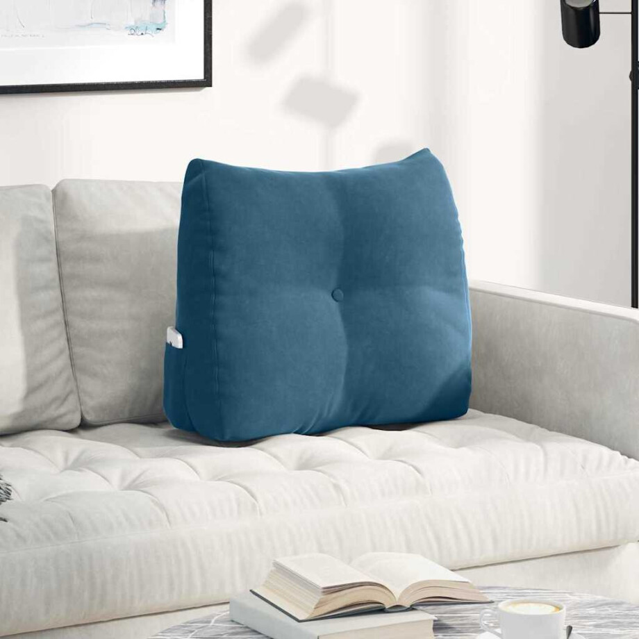 vidaXL Rugkussen Blauw 60 x 24 x 50 cm Fluweel afbeelding 1