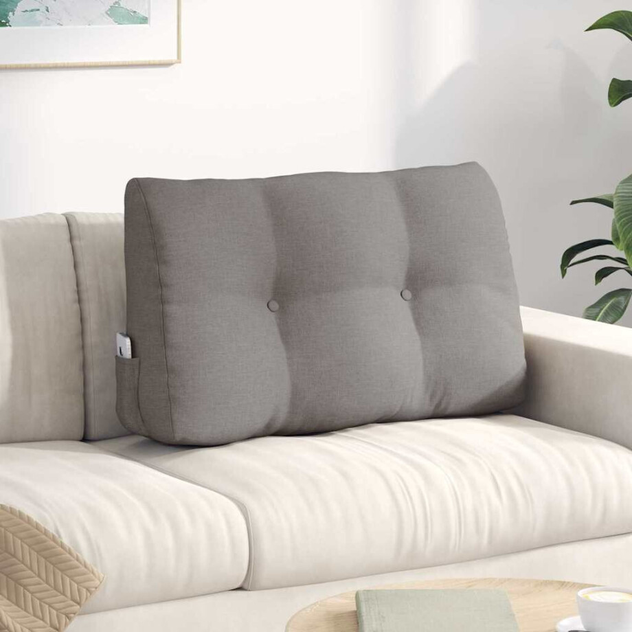 vidaXL Rugkussen Taupe 80 x 24 x 50 cm Stof afbeelding 1