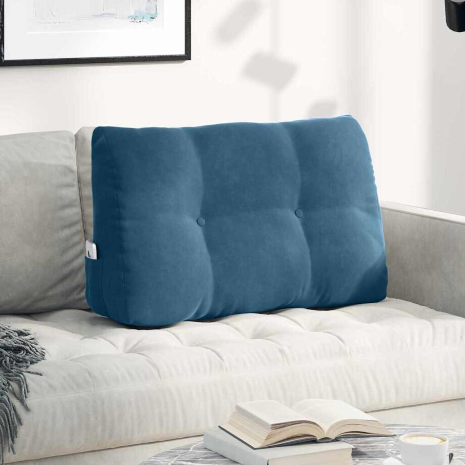 vidaXL Rugkussen Blauw 80 x 24 x 50 cm Fluweel afbeelding 1