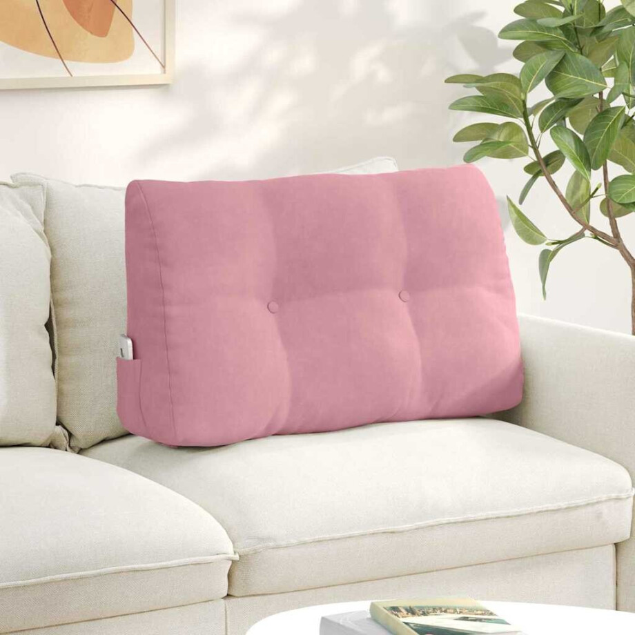 vidaXL Rugkussen Roze 80 x 24 x 50 cm Fluweel vidaXL Rugkussen Roze 80 x 24 x 50 cm Fluweel afbeelding 1