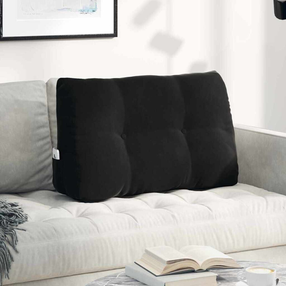 vidaXL Rugkussen Zwart 80 x 24 x 50 cm Fluweel afbeelding 1