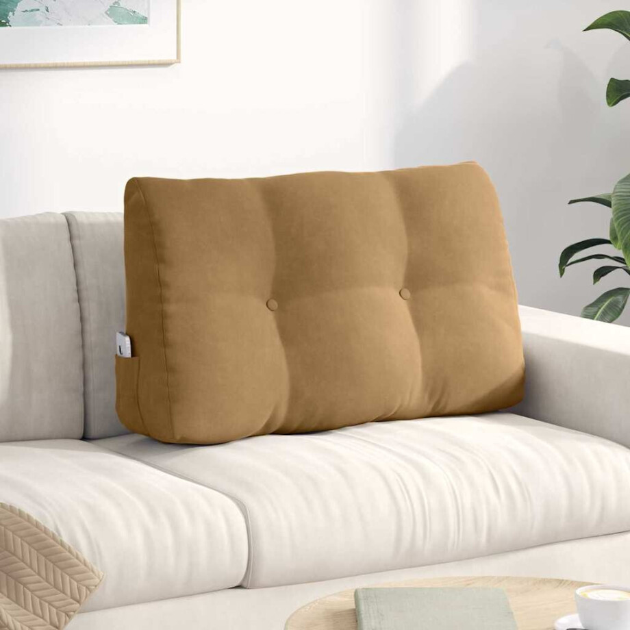 vidaXL Rugkussen Bruin 80 x 24 x 50 cm Fluweel vidaXL Rugkussen Bruin 80 x 24 x 50 cm Fluweel afbeelding 1