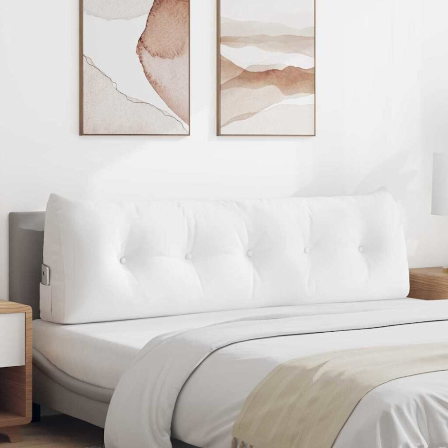 vidaXL Rugkussen Wit 160 x 24 x 50 cm Stof afbeelding 1