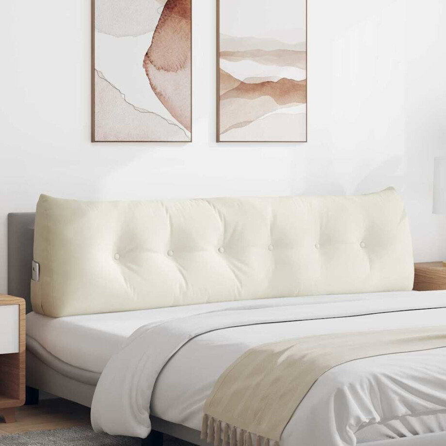 vidaXL Rugkussen Crème 180 x 24 x 50 cm Fluweel vidaXL Rugkussen Crème 180 x 24 x 50 cm Fluweel afbeelding 1