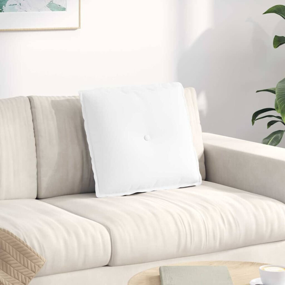 vidaXL Rugkussen Wit 50 x 19 x 45 cm Stof afbeelding 1