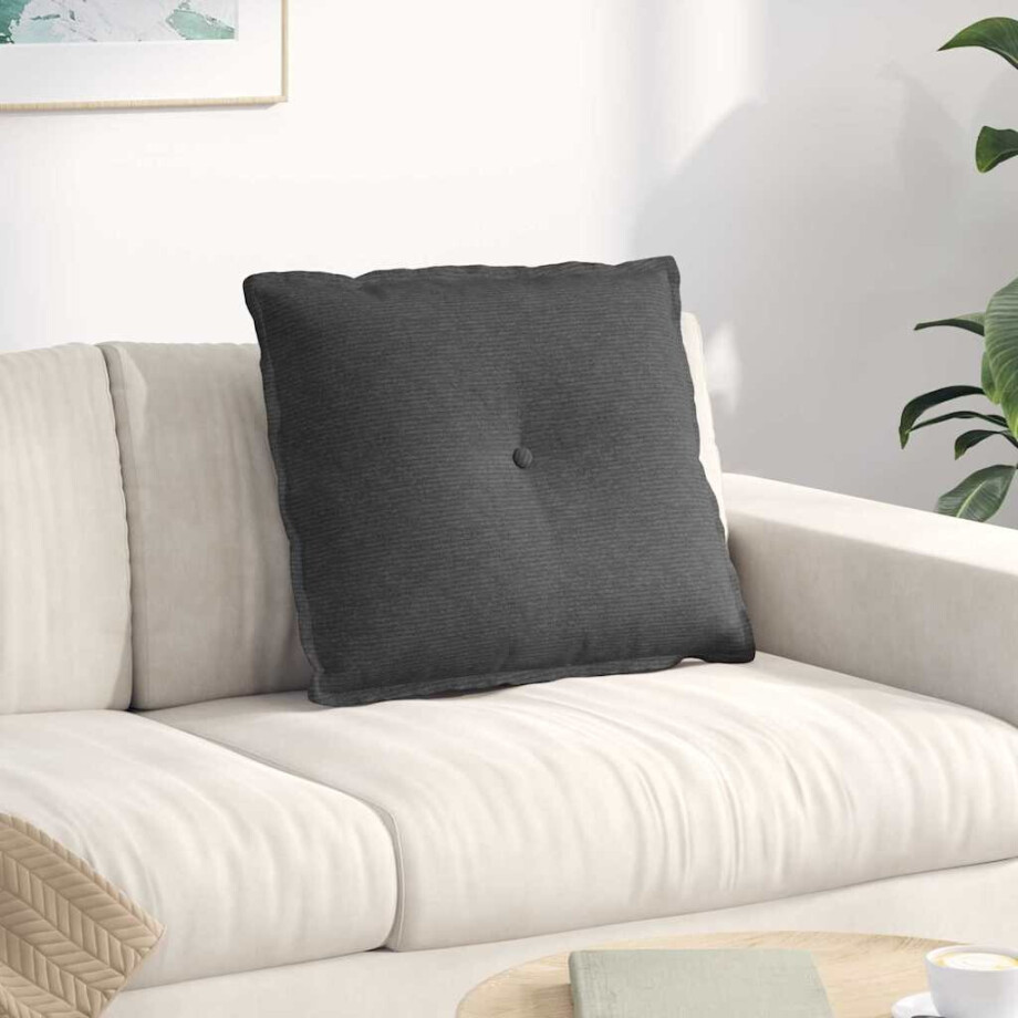 vidaXL Rugkussen Donkergrijs 60 x 50 cm Cordstof afbeelding 1