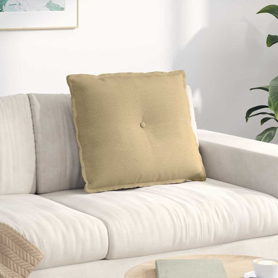 vidaXL Rugkussen Grijs groen 60 x 50 cm Cordstof afbeelding 1