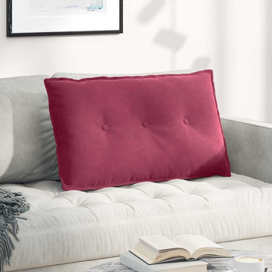 vidaXL Rugkussen Wijnrood 80 x 50 cm Cordstof afbeelding 1
