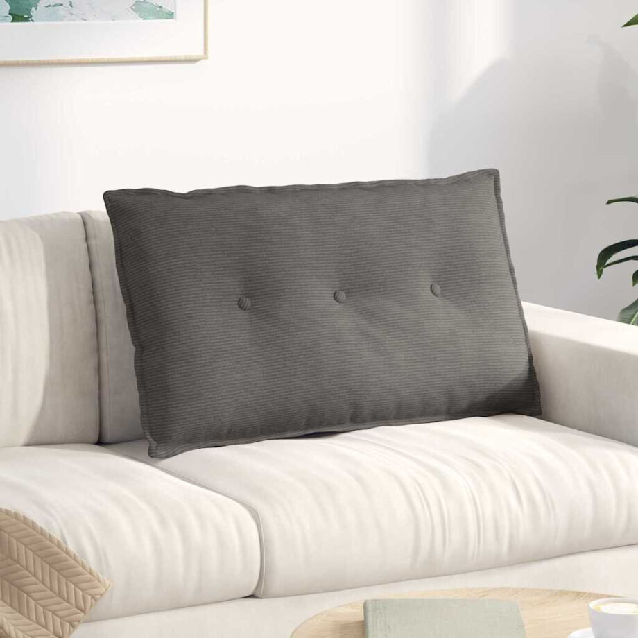 vidaXL Rugkussen Lichtgrijs 80 x 50 cm Cordstof afbeelding 1