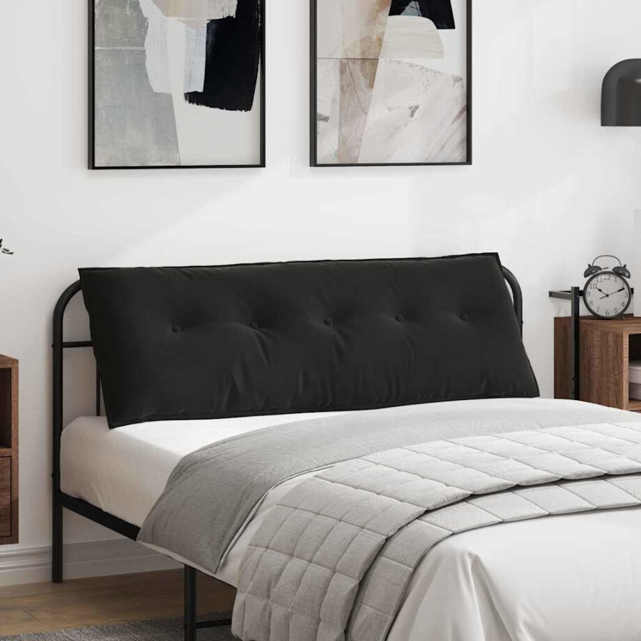 vidaXL Rugkussen Zwart 140 x 50 cm Cordstof afbeelding 1