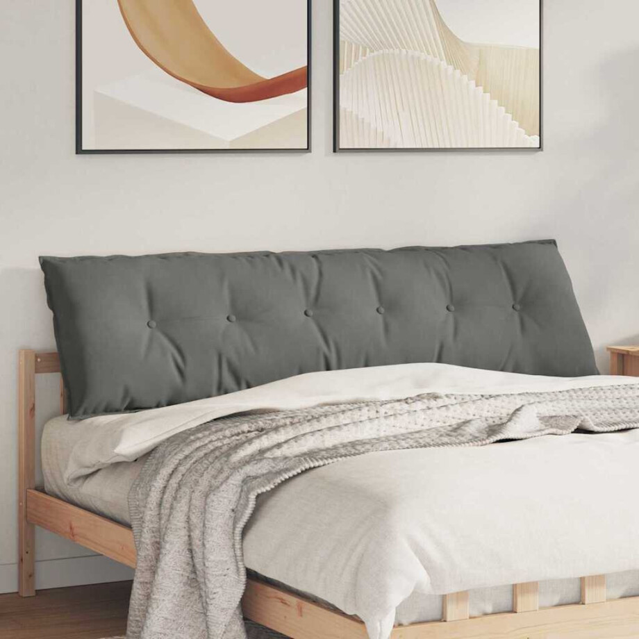 vidaXL Rugkussen Donkergrijs 180 x 50 cm Microvezel Stof afbeelding 1