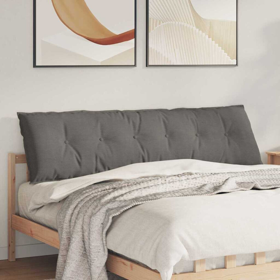 vidaXL Rugkussen Lichtgrijs 180 x 50 cm Cordstof afbeelding 1