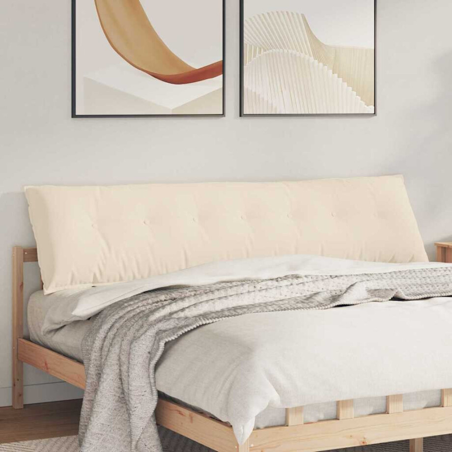 vidaXL Rugkussen Beige 200 x 50 cm Microvezel Stof afbeelding 1