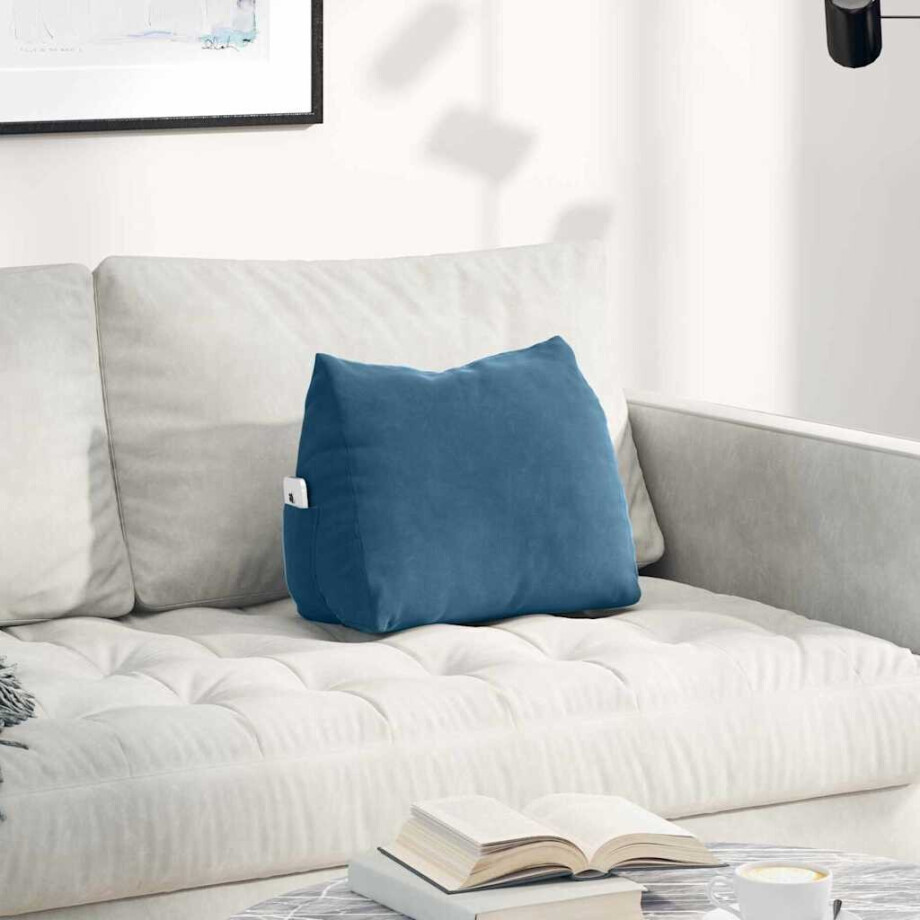 vidaXL Rugkussen Blauw 45 x 20 x 35 cm Cordstof vidaXL Rugkussen Blauw 45 x 20 x 35 cm Cordstof afbeelding 1