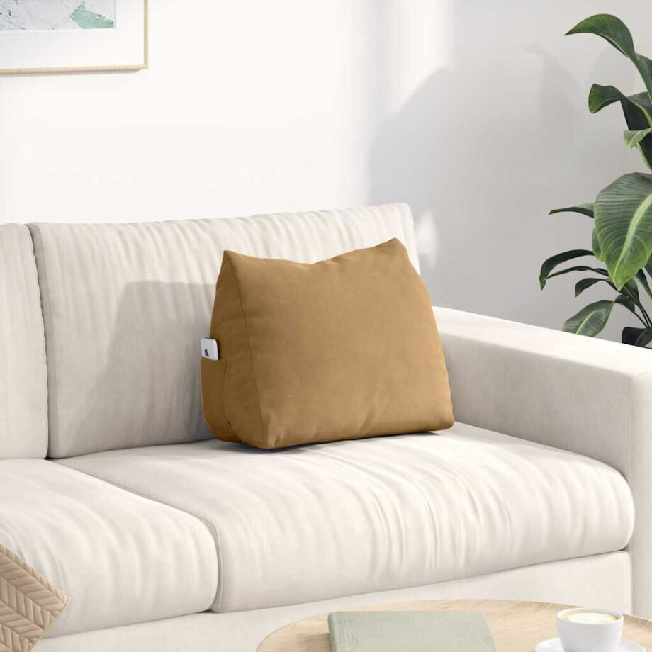 vidaXL Rugkussen Bruin 45 x 20 x 35 cm Cordstof afbeelding 1