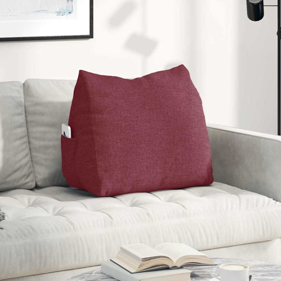 vidaXL Rugkussen Wijnrood 60 x 20 x 50 cm Stof afbeelding 1