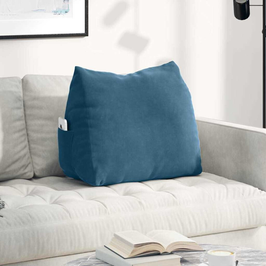 vidaXL Rugkussen Blauw 60 x 20 x 50 cm Cordstof afbeelding 1