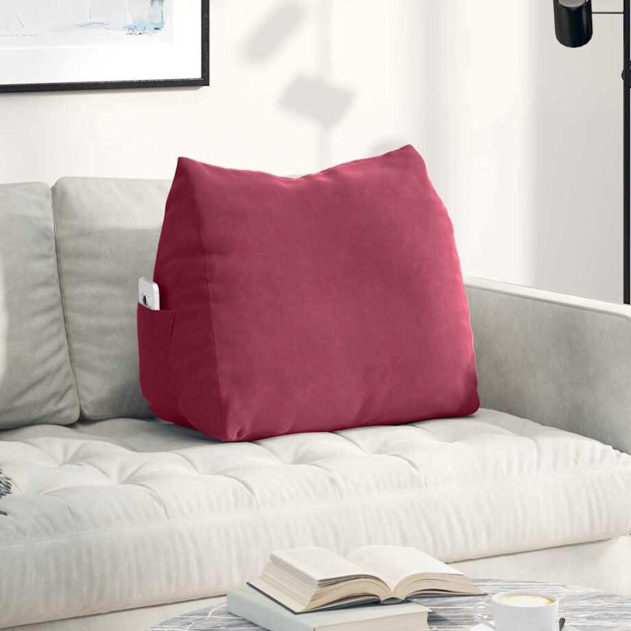 vidaXL Rugkussen Wijnrood 60 x 20 x 50 cm Cordstof afbeelding 1
