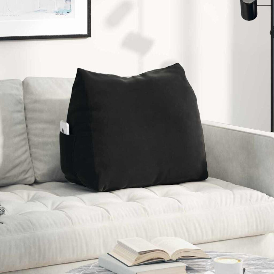 vidaXL Rugkussen Zwart 60 x 20 x 50 cm Cordstof afbeelding 1