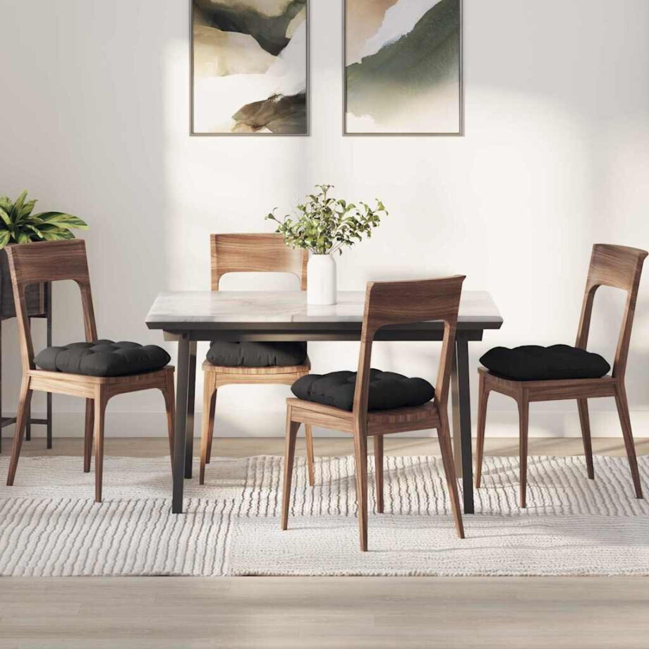 vidaXL Zitkussens 4 pcs Zwart 45 x 45 cm Microvezel Stof afbeelding 1