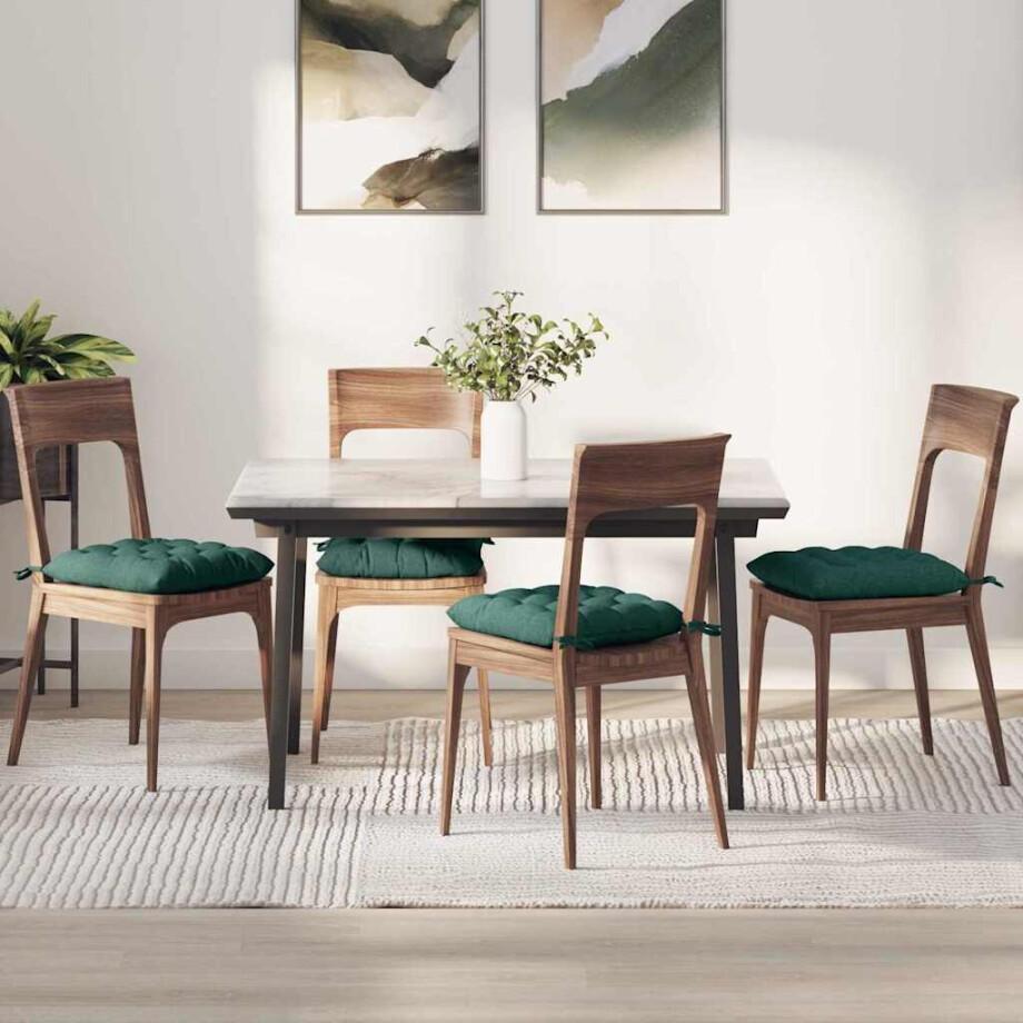 vidaXL Zitkussens 4 pcs Donkergroen 40 x 40 x 6 cm Stof vidaXL Zitkussens 4 pcs Donkergroen 40 x 40 x 6 cm Stof afbeelding 1