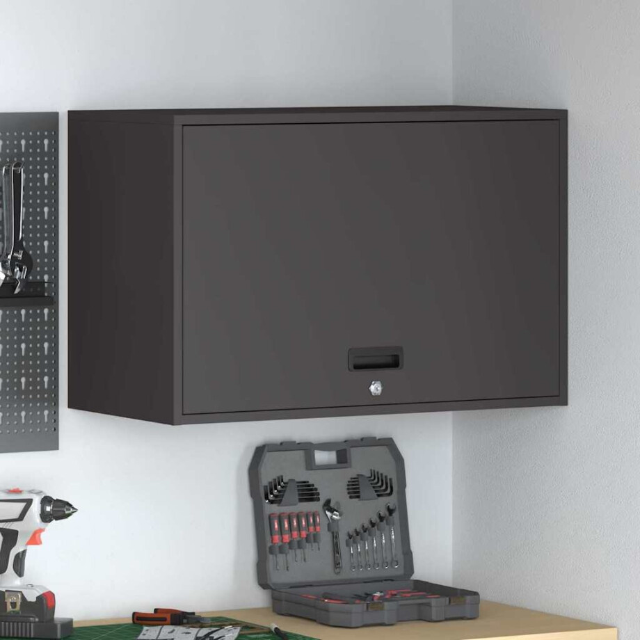 vidaXL Wandkast voor Garage Zwart 80 x 40 x 53 cm Poedercoating staal afbeelding 1