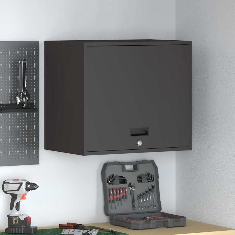 vidaXL Wandkast voor Garage Zwart 60 x 40 x 53 cm Poedercoating staal afbeelding 1