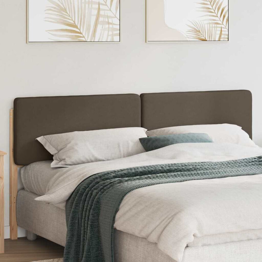 vidaXL Gestoffeerd hoofdbord Bruin en Taupe 200 cm Massief grenenhout afbeelding 1
