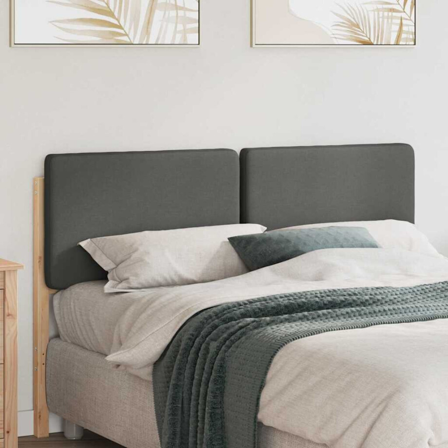 vidaXL Gestoffeerd hoofdbord Bruin en Licht Grijs 120 cm afbeelding 1