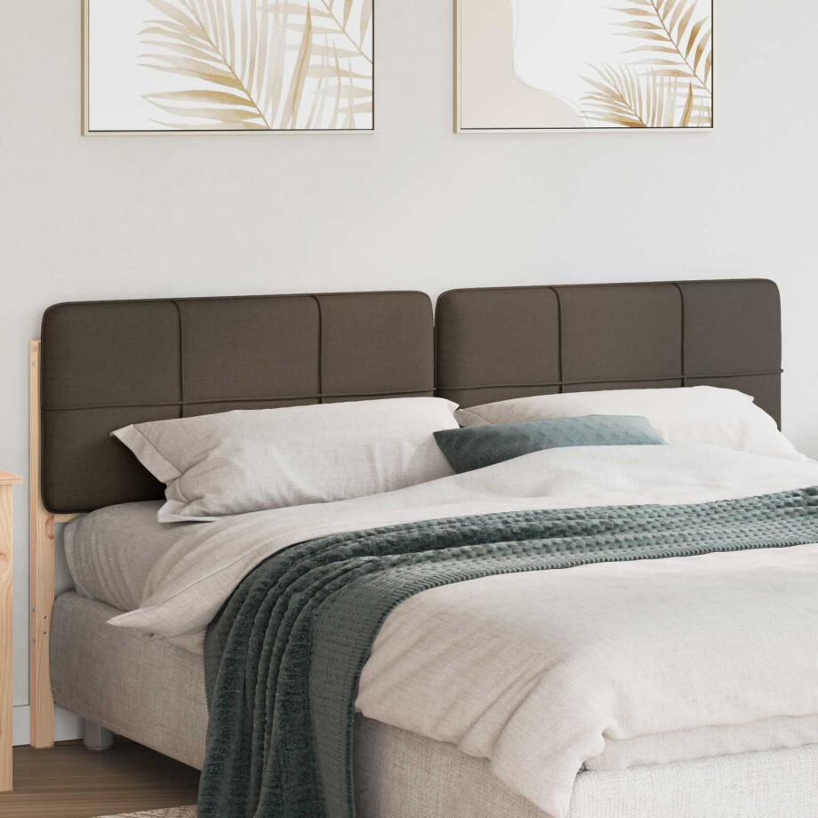 vidaXL Gestoffeerd hoofdbord Bruin en Taupe 180 cm Massief grenenhout afbeelding 1