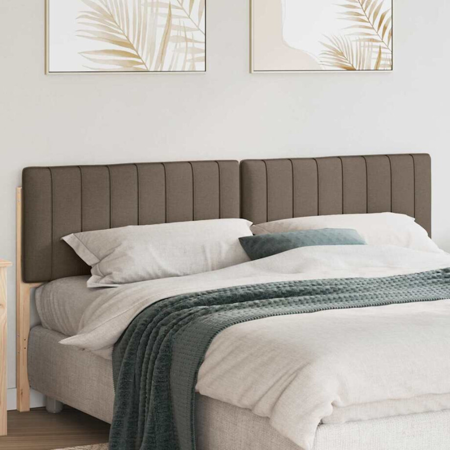 vidaXL Gestoffeerd hoofdbord Bruin en Taupe 180 cm Massief grenenhout vidaXL Gestoffeerd hoofdbord Bruin en Taupe 180 cm Massief grenenhout afbeelding 1
