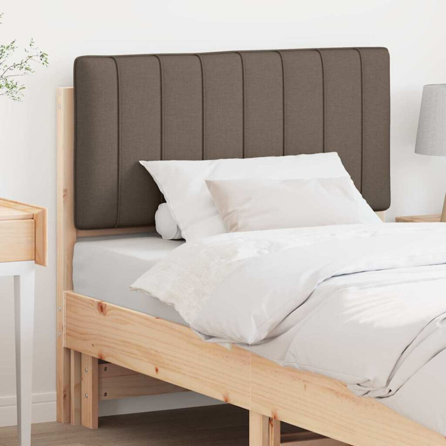vidaXL Gestoffeerd hoofdbord Bruin en Taupe 90 cm Massief grenenhout vidaXL Gestoffeerd hoofdbord Bruin en Taupe 90 cm Massief grenenhout afbeelding 1