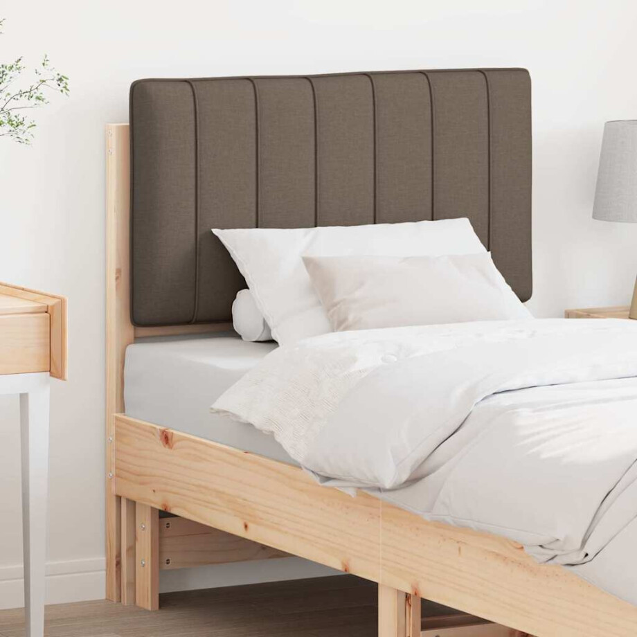 vidaXL Gestoffeerd hoofdbord Bruin en Taupe 75 cm Massief grenenhout afbeelding 1