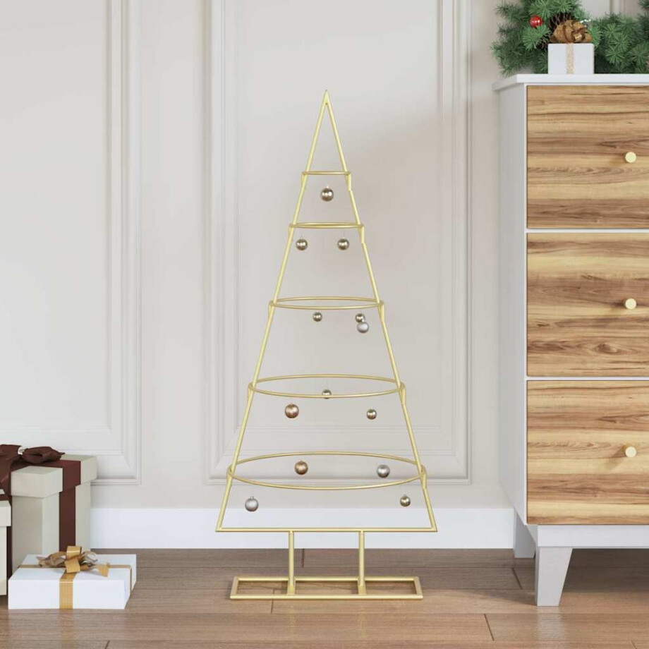 vidaXL Metalen kerstboom met standaard Goud 90 cm Poedergecoat staal afbeelding 1