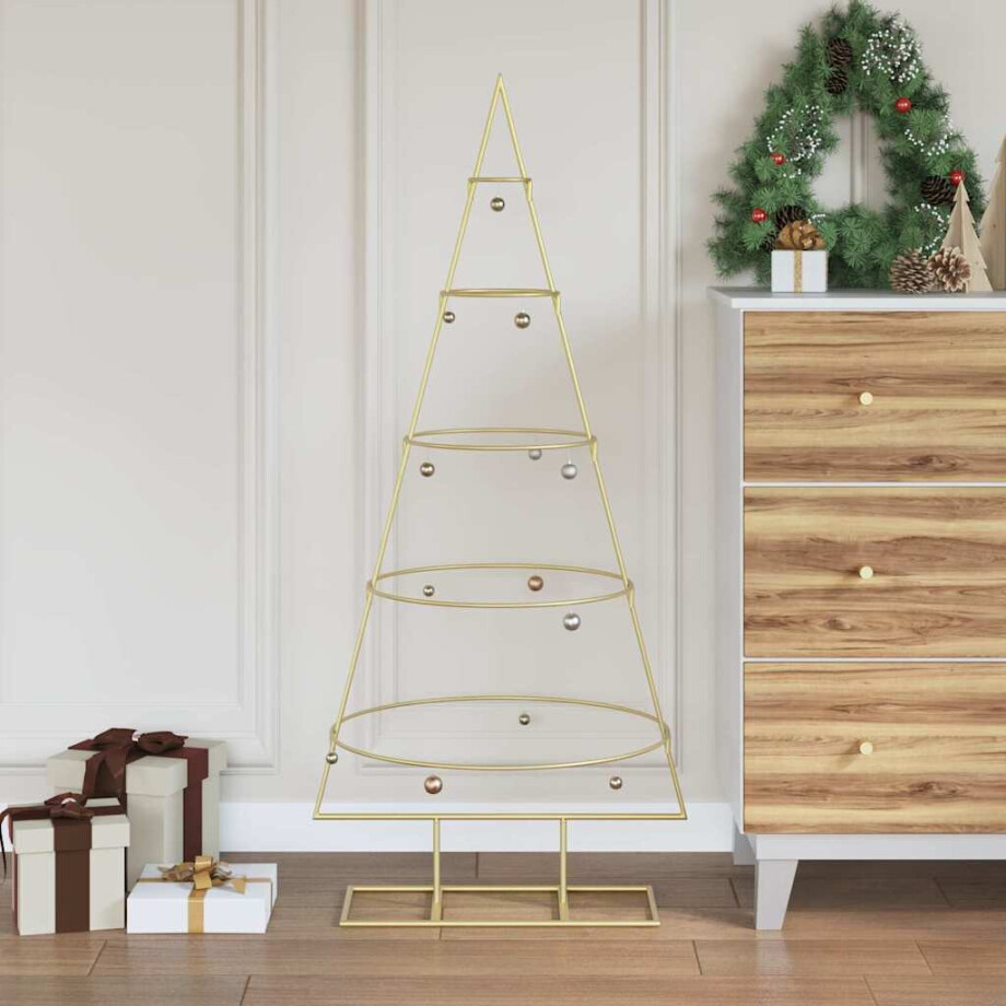 vidaXL Metalen kerstboom met standaard Goud 125 cm Poedergecoat staal afbeelding 1